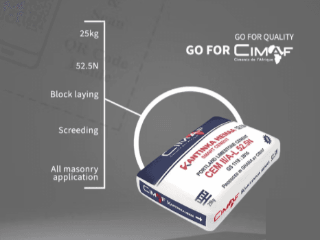 CIMAF CEM II.A-L 52.5 N (25kg) - High quality construction material available for delivery across Ghana