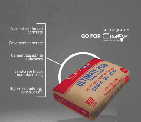 CIMAF CEM II.B-L 42.5 R - High quality construction material available for delivery across Ghana