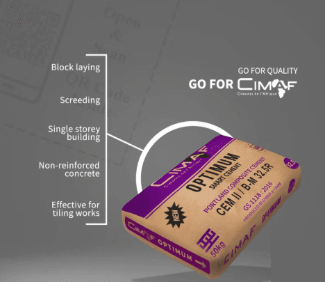 CIMAF CEM II.B-M 32.5 R - High quality construction material available for delivery across Ghana